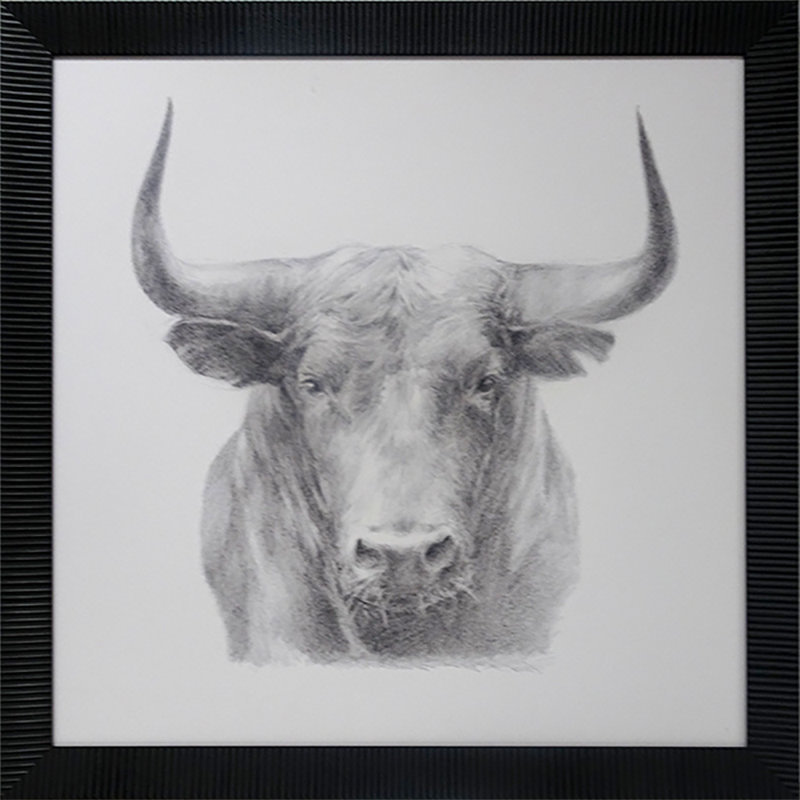 Gracie Oaks Black Bull Picture Frame Print on Paper Wayfair